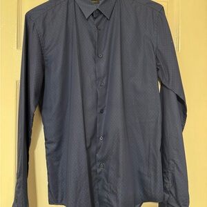 Zara Men's Dark Blue Button Down Shirt